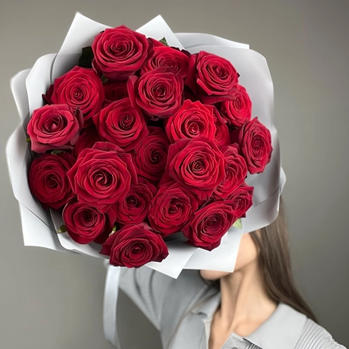«Королевский бархат» – 25 роскошных красных роз из Эквадора  Вытегра Вологодская область