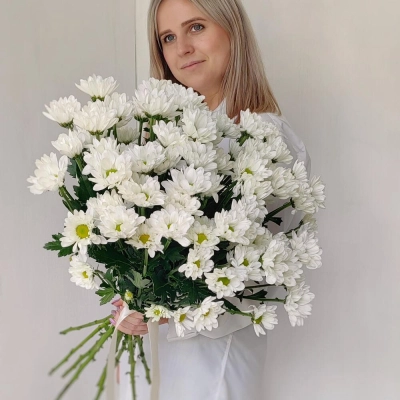 Букет «Ромашка» — свежесть белых хризантем в деревенском стиле Вытегра Вологодская область