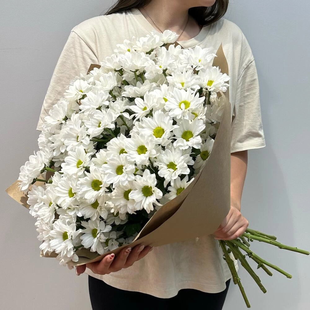 Букет «Летняя свежесть» – дыхание лета в белых хризантемах Вытегра Вологодская область