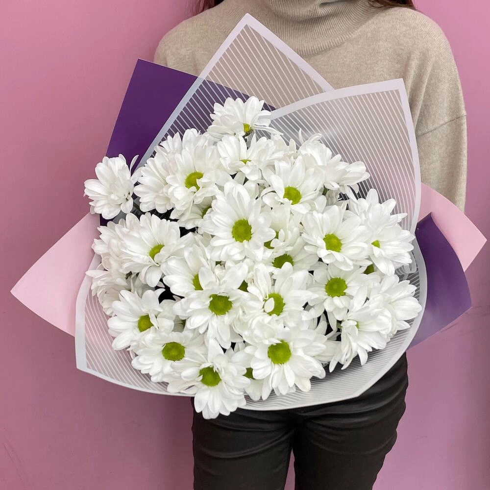 Букет «Весеннее настроение» – свежесть белых хризантем Вытегра Вологодская область