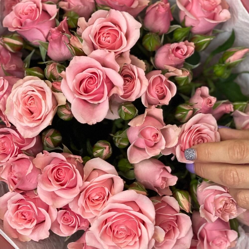 Букет из 9 розовых кустовых роз – нежность в каждом лепестке Вытегра Вологодская область