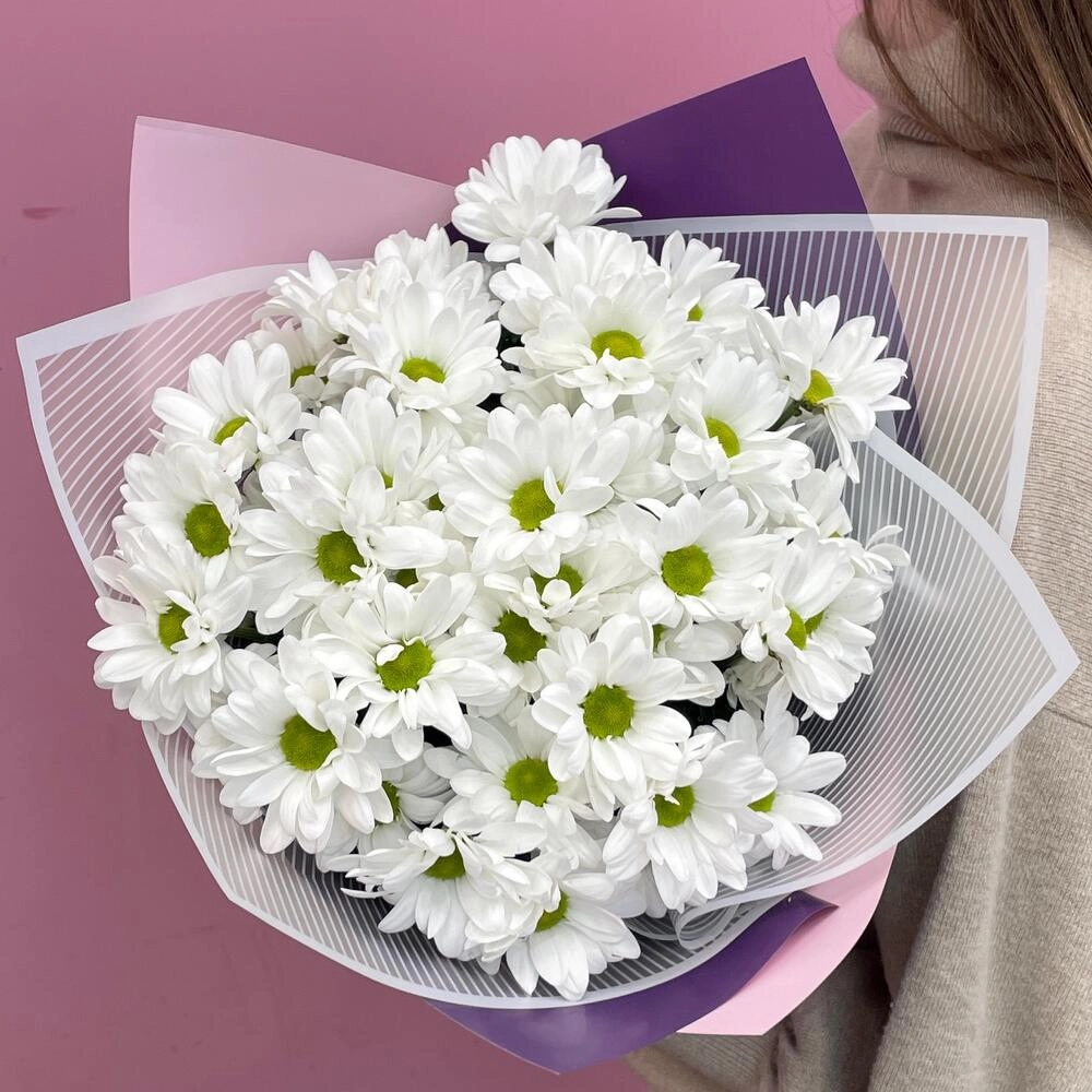 Букет «Весеннее настроение» – свежесть белых хризантем Вытегра Вологодская область