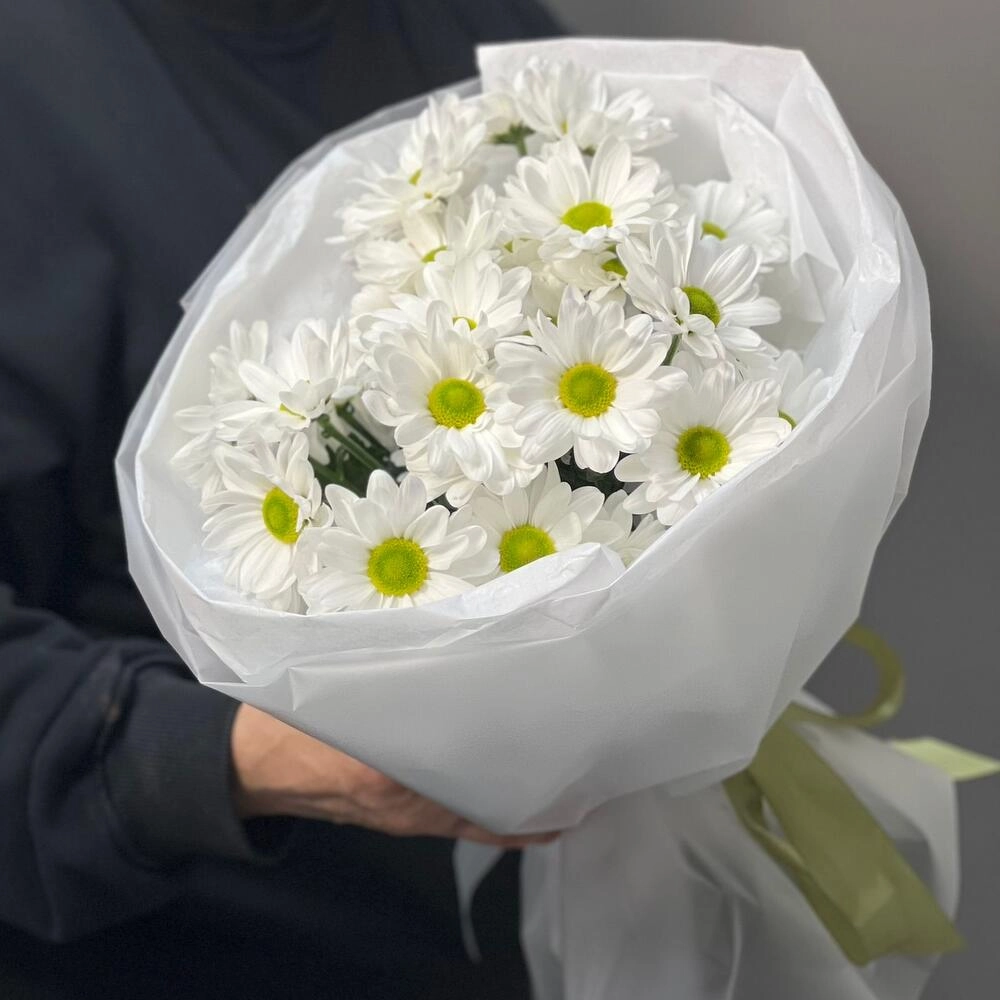 Букет «Ромашковый» – нежные белые хризантемы в деревенском стиле Вытегра Вологодская область