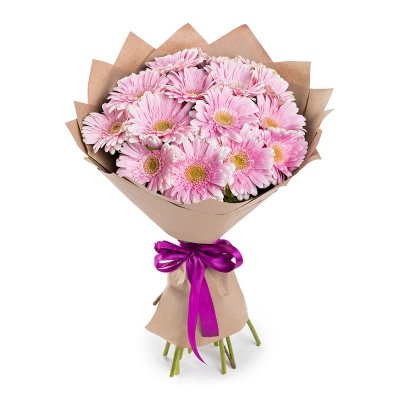 Нежный букет из 15 розовых гербер – воплощение трогательных чувств Вытегра Вологодская область