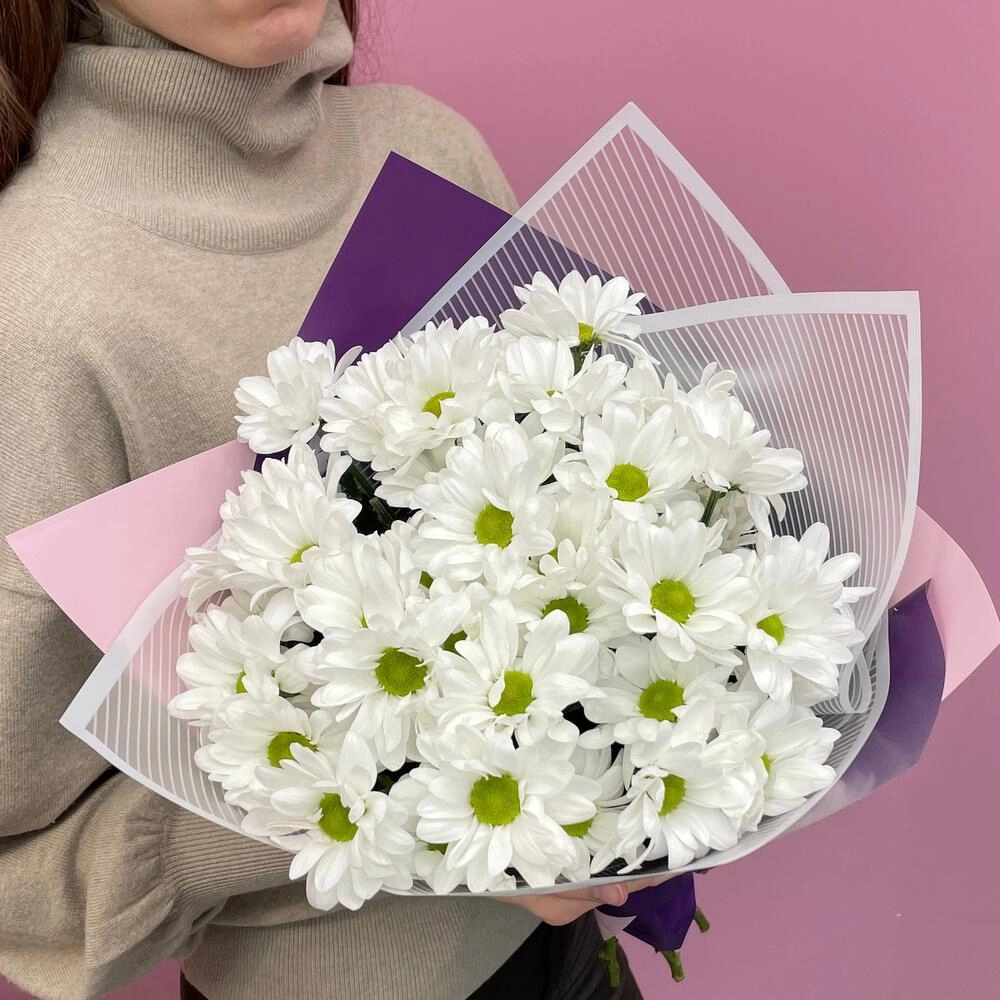 Букет «Весеннее настроение» – свежесть белых хризантем Вытегра Вологодская область