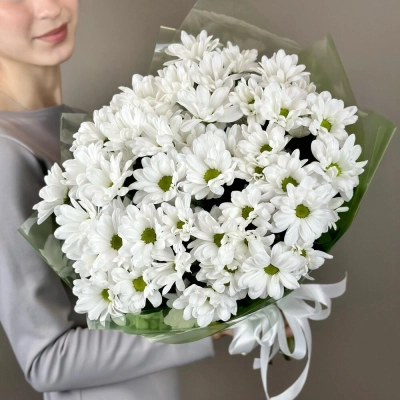 Букет «Мечты о лете» – свежесть белых хризантем Вытегра Вологодская область