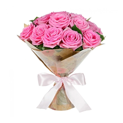 Букет из розовых роз с рускусом – нежность в каждом лепестке Вытегра Вологодская область