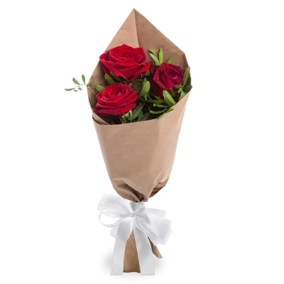 Букет из 3 красных роз – символ любви и нежности Вытегра Вологодская область