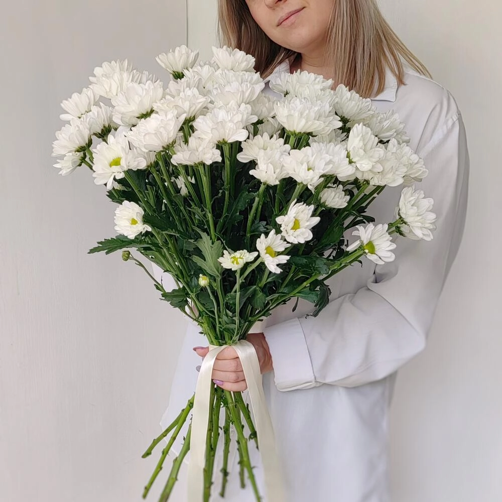 Букет «Ромашка» — свежесть белых хризантем в деревенском стиле Вытегра Вологодская область