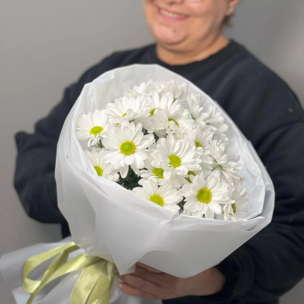 Букет «Ромашковый» – нежные белые хризантемы в деревенском стиле Вытегра Вологодская область