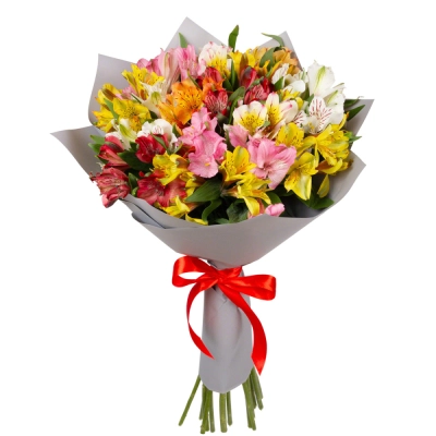 Букет «Рассвет» из разноцветных альстромерий Вытегра Вологодская область