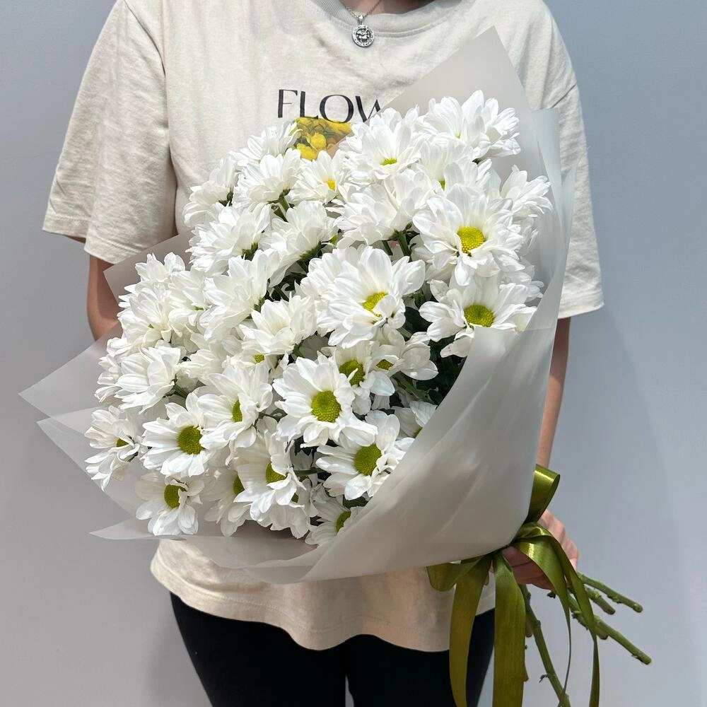 Букет «Летнее настроение» – свежесть белых хризантем Вытегра Вологодская область