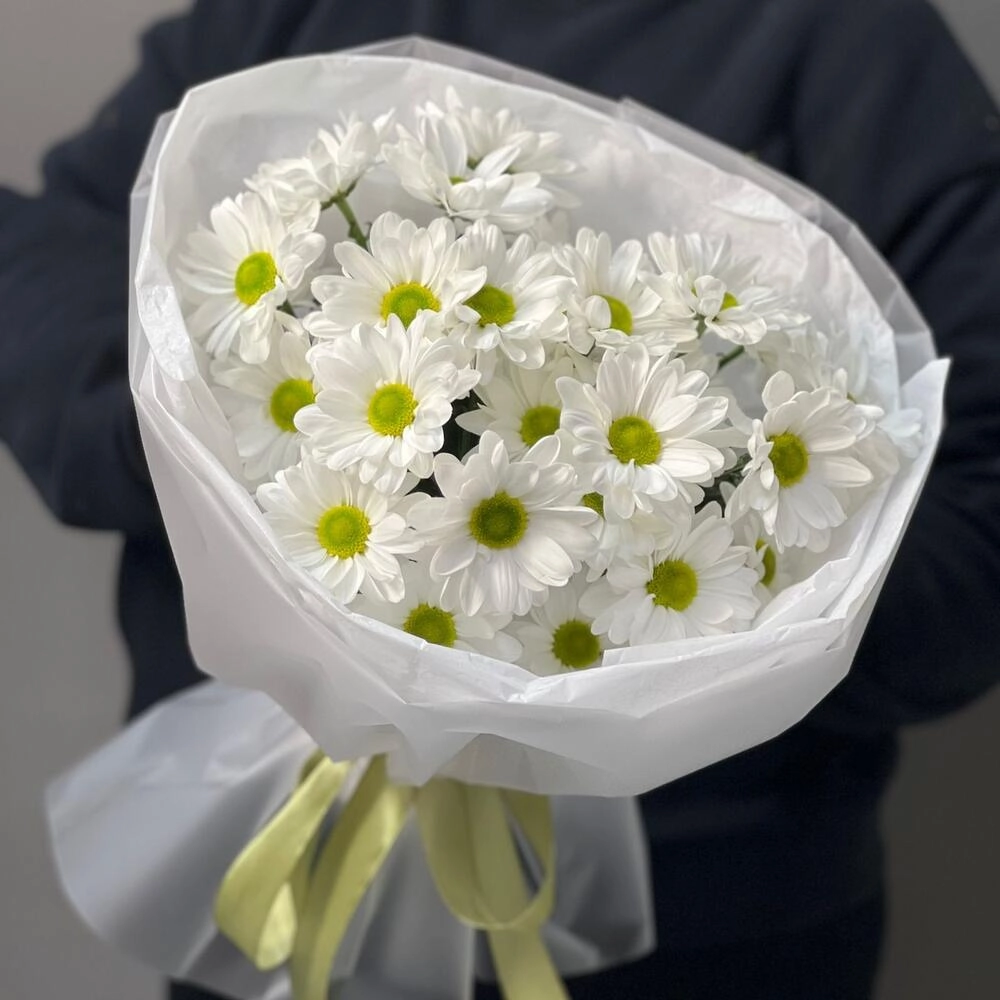 Букет «Ромашковый» – нежные белые хризантемы в деревенском стиле Вытегра Вологодская область