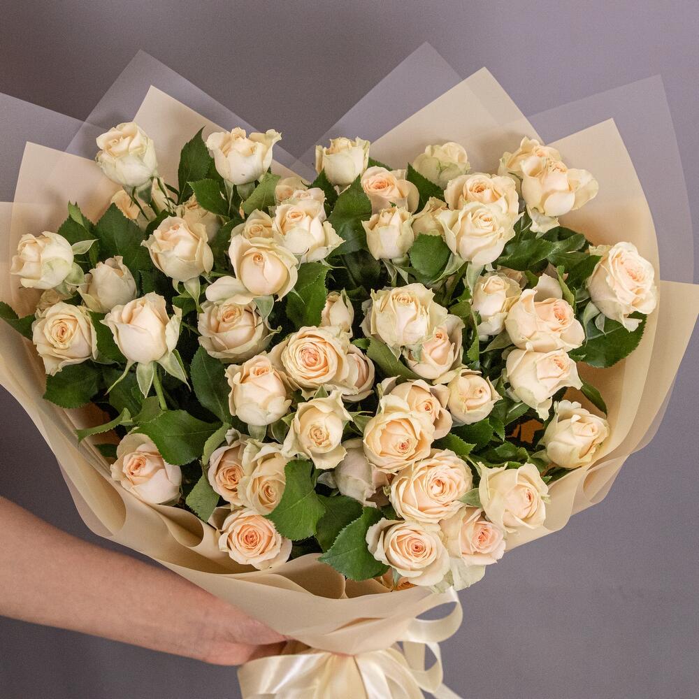 Букет «Персик» – пышные кустовые розы нежно-персикового оттенка Вытегра Вологодская область